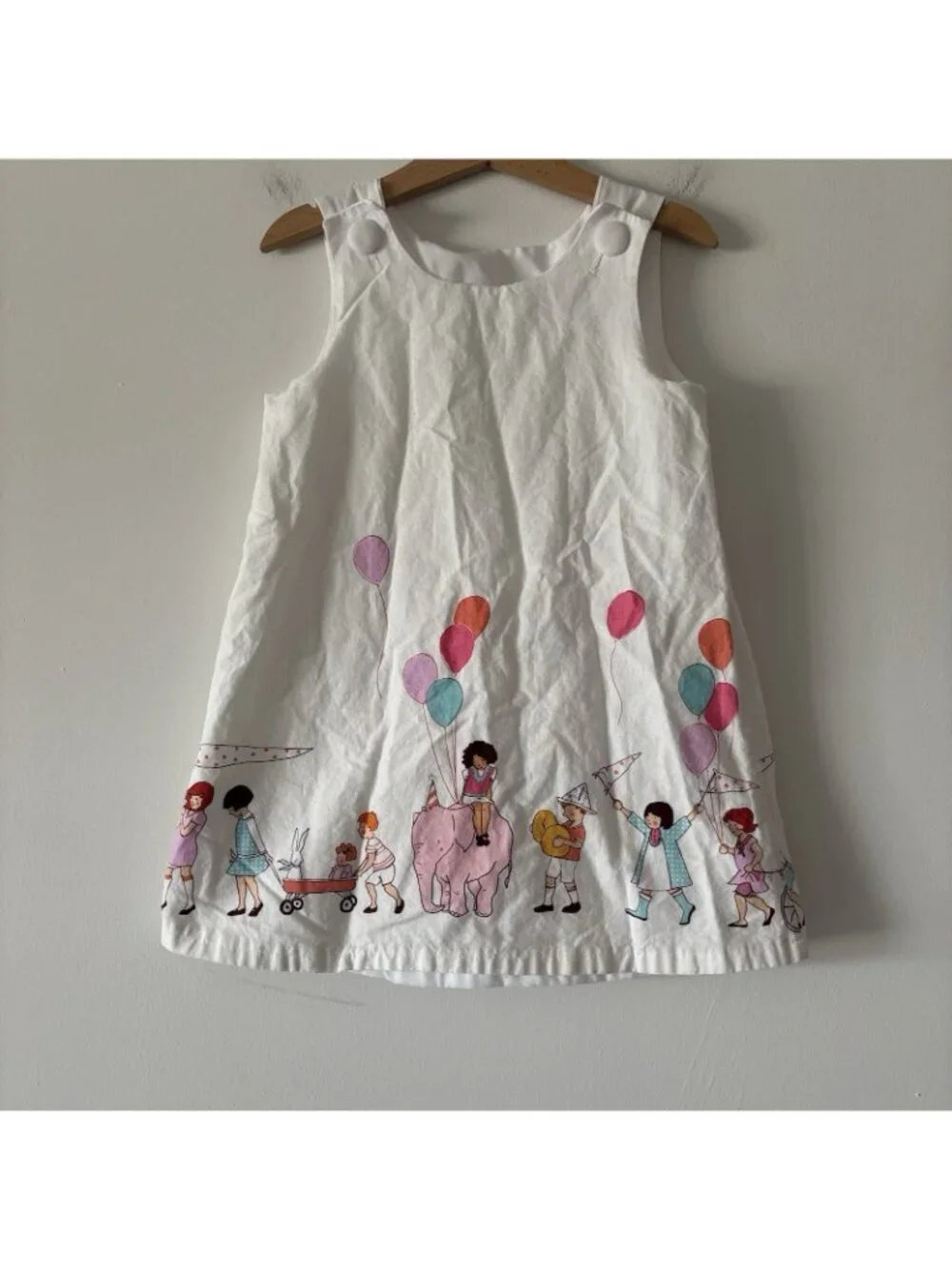 Birthday Party Dress Little Girl Size 4 Balloons Parade White Handmade Party Fun